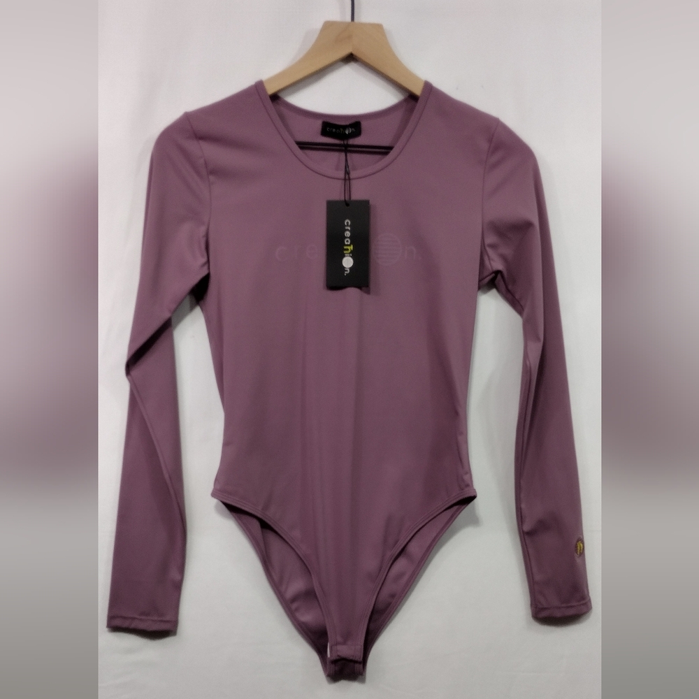 NWT Creation Long Sleeve Bodysuit Women's L Pink Barbiecore Casual Comfy Retro